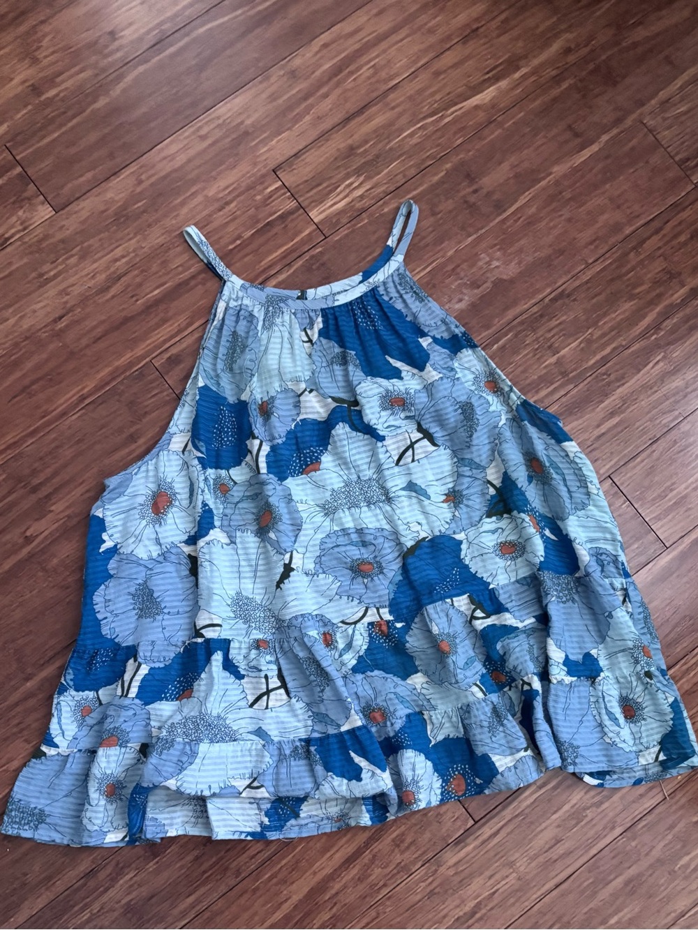LOFT Blue Floral Halter Tank Top